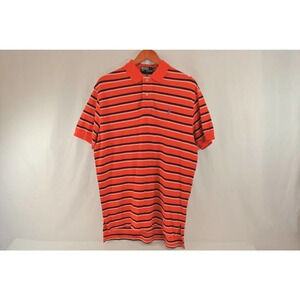 Polo Ralph  Lauren Collared Shirt Red Striped Mens Medium Relaxed Fit Cotton